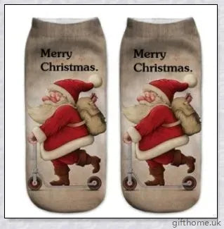 3D printed Christmas low cut ankle sport socks in a festive holiday design