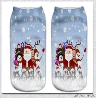 3D printed Christmas low cut ankle sport socks in a festive holiday design