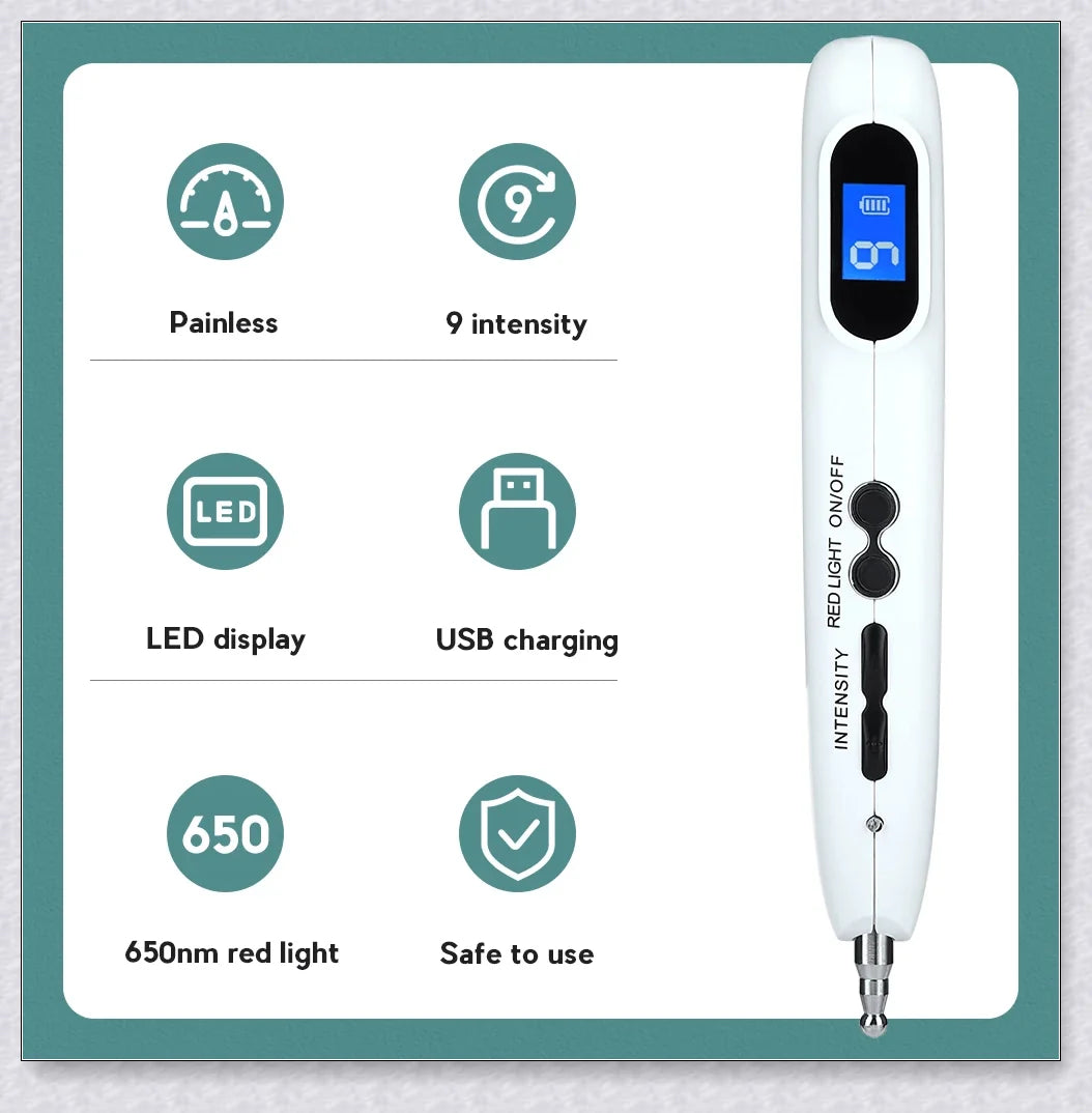 Handheld Acupoint Pen with 9-Level Digital Display for Pain Relief Therapy, Massage, and Meridian Energy Renewal