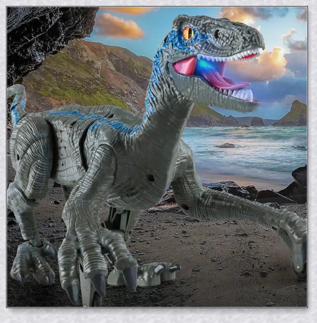Remote control dinosaur toy with realistic walking, roaring, and light-up features for kids aged 6-12