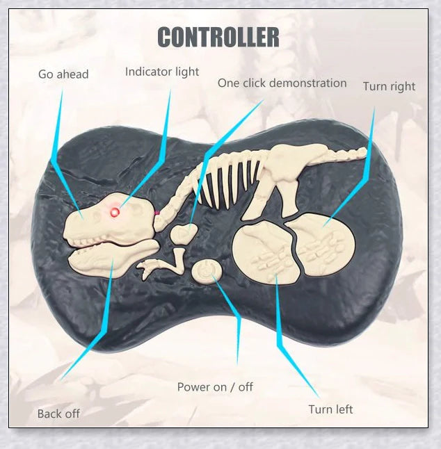 Remote control dinosaur toy with realistic walking, roaring, and light-up features for kids aged 6-12