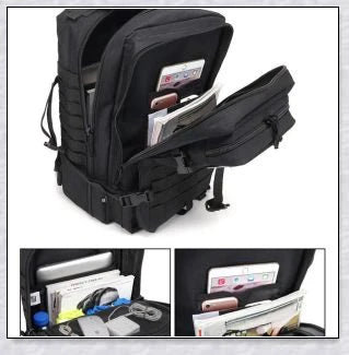Rugged and water-resistant 40-litre military tactical backpack with multiple compartments and adjustable straps for comfortable carrying.