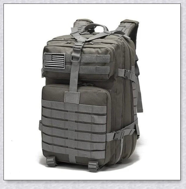 Rugged and water-resistant 40-litre military tactical backpack with multiple compartments and adjustable straps for comfortable carrying.