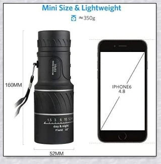 Premium handheld monocular telescope with powerful 16x magnification and fully-coated optics for clear, glare-free viewing