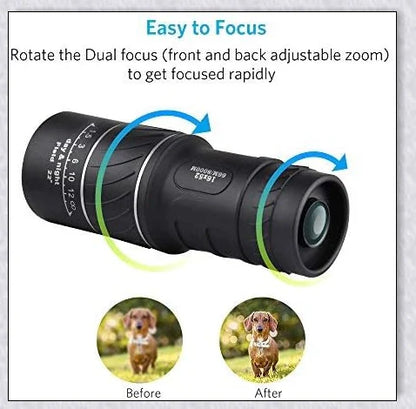 Premium handheld monocular telescope with powerful 16x magnification and fully-coated optics for clear, glare-free viewing