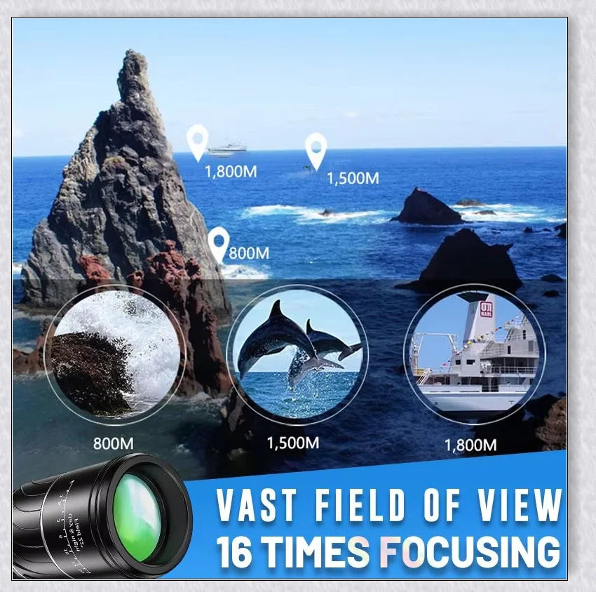 Premium handheld monocular telescope with powerful 16x magnification and fully-coated optics for clear, glare-free viewing
