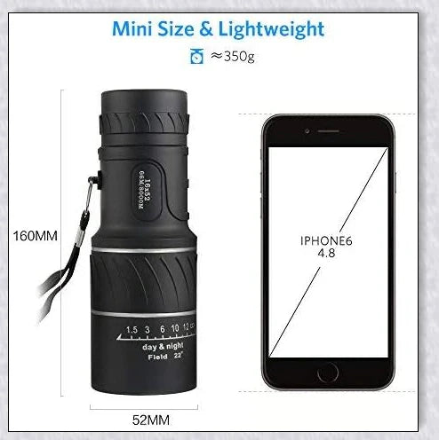 Premium handheld monocular telescope with powerful 16x magnification and fully-coated optics for clear, glare-free viewing