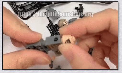 A set of 24 high-quality WWII-themed military building blocks depicting iconic vehicles and weapons from Germany, France, Italy, Japan, and Britain.