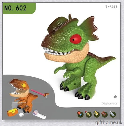 Assembled Dinosaur Stationery Simulation Animal Toy with integrated pencil, eraser, ruler, and binding machine