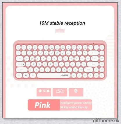 Sleek and sophisticated Bluetooth keyboard in elegant white, mint green, and pink shades, perfect for tablet and notebook use in the home or office.