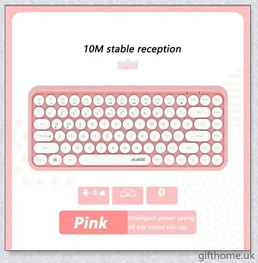 Sleek and sophisticated Bluetooth keyboard in elegant white, mint green, and pink shades, perfect for tablet and notebook use in the home or office.
