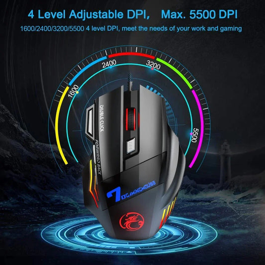 Ergonomic LED gaming mouse with customisable RGB lighting and high-precision controls