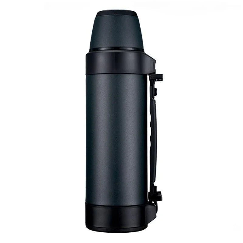 Large capacity stainless steel thermal travel mug with 1500ml or 1200ml capacity, keeps drinks hot or cold for 24 hours