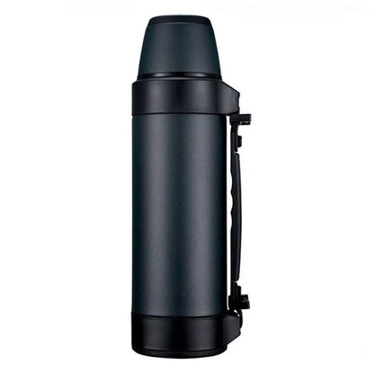 Large capacity stainless steel thermal travel mug with 1500ml or 1200ml capacity, keeps drinks hot or cold for 24 hours