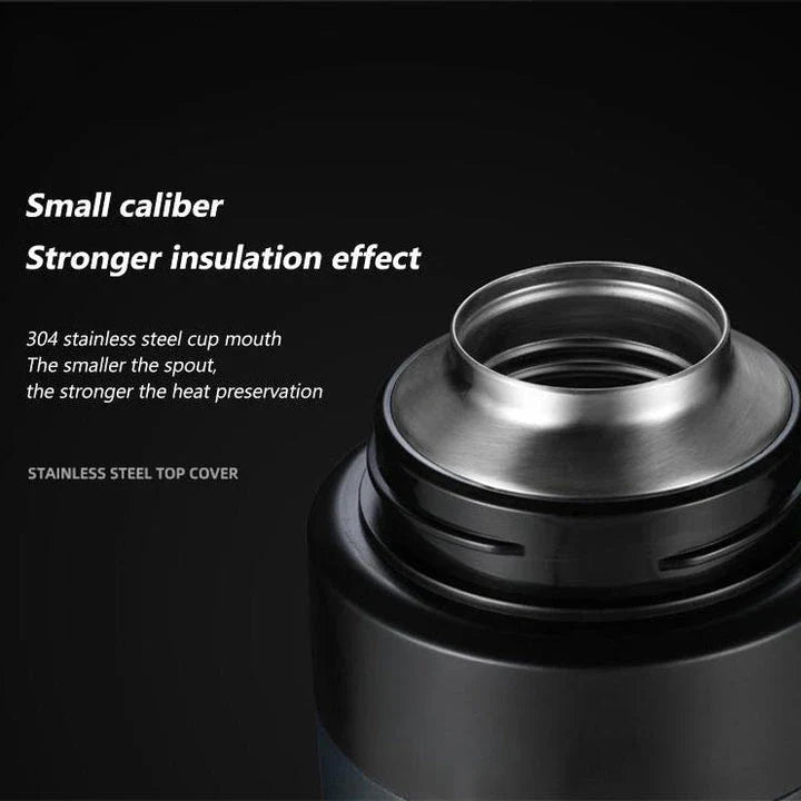 Large capacity stainless steel thermal travel mug with 1500ml or 1200ml capacity, keeps drinks hot or cold for 24 hours