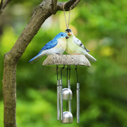 A charming wind chime featuring a beautiful array of resin birds that sways gracefully in the breeze, bringing a serene and whimsical touch to any outdoor or indoor space.