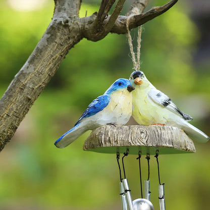 A charming wind chime featuring a beautiful array of resin birds that sways gracefully in the breeze, bringing a serene and whimsical touch to any outdoor or indoor space.