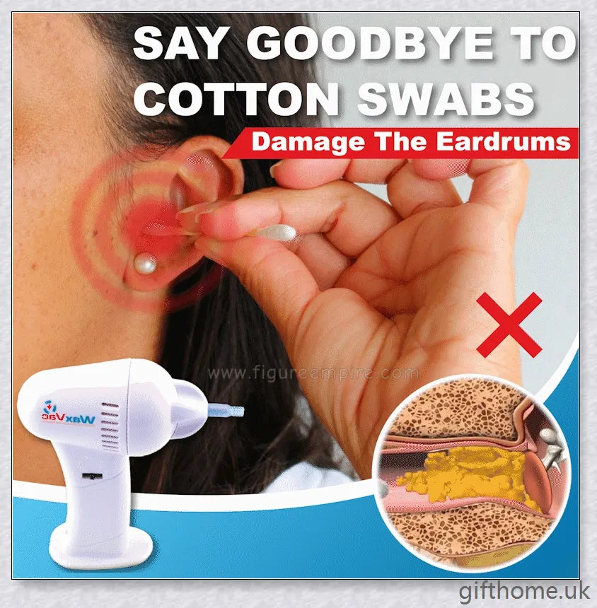 Powerful yet gentle electric ear wax vacuum cleaner with soft silicone tip for safe and hygienic ear cleaning