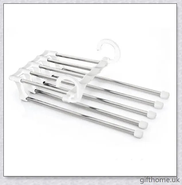 5-in-1 Stainless Steel Wardrobe Hangers with Detachable Trouser Rods for Versatile Closet Organisation