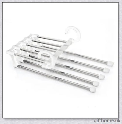 5-in-1 Stainless Steel Wardrobe Hangers with Detachable Trouser Rods for Versatile Closet Organisation
