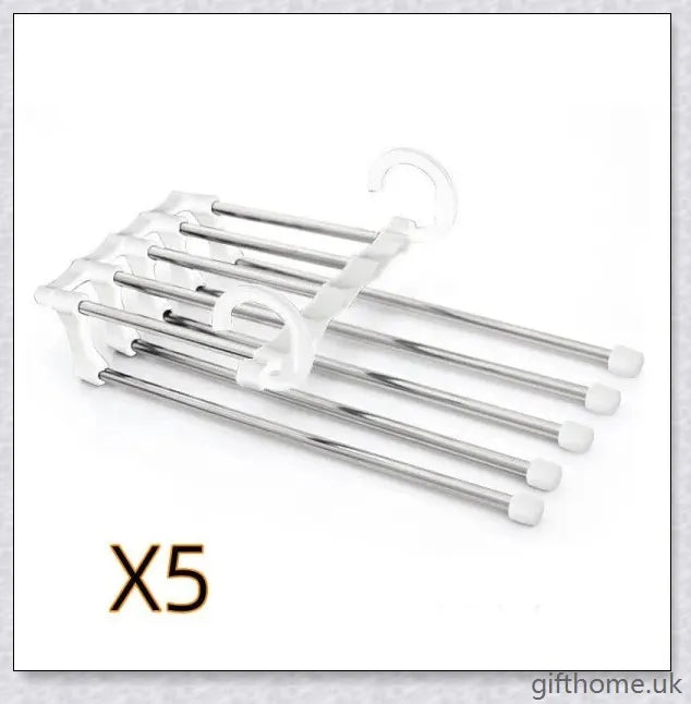 5-in-1 Stainless Steel Wardrobe Hangers with Detachable Trouser Rods for Versatile Closet Organisation