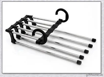 5-in-1 Stainless Steel Wardrobe Hangers with Detachable Trouser Rods for Versatile Closet Organisation