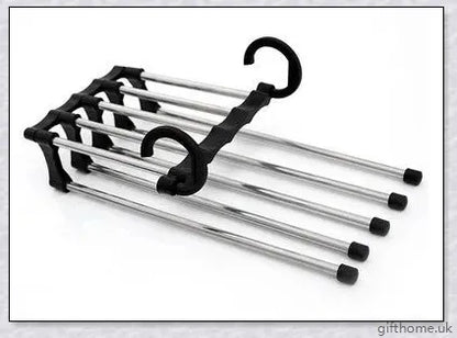 5-in-1 Stainless Steel Wardrobe Hangers with Detachable Trouser Rods for Versatile Closet Organisation
