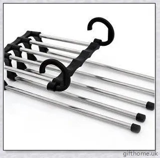 5-in-1 Stainless Steel Wardrobe Hangers with Detachable Trouser Rods for Versatile Closet Organisation