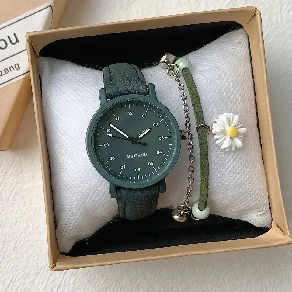 Luxury quartz women's watch with blue vegan leather strap, showcasing elegant and waterproof design