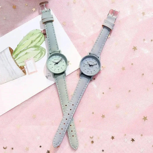 Luxury quartz women's watch with blue vegan leather strap, showcasing elegant and waterproof design