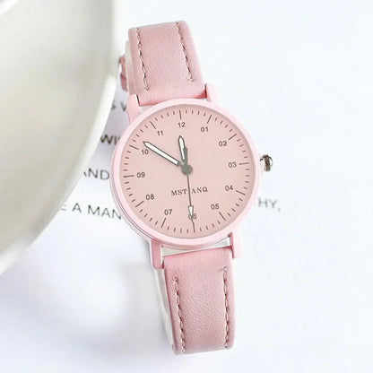 Luxury quartz women's watch with blue vegan leather strap, showcasing elegant and waterproof design