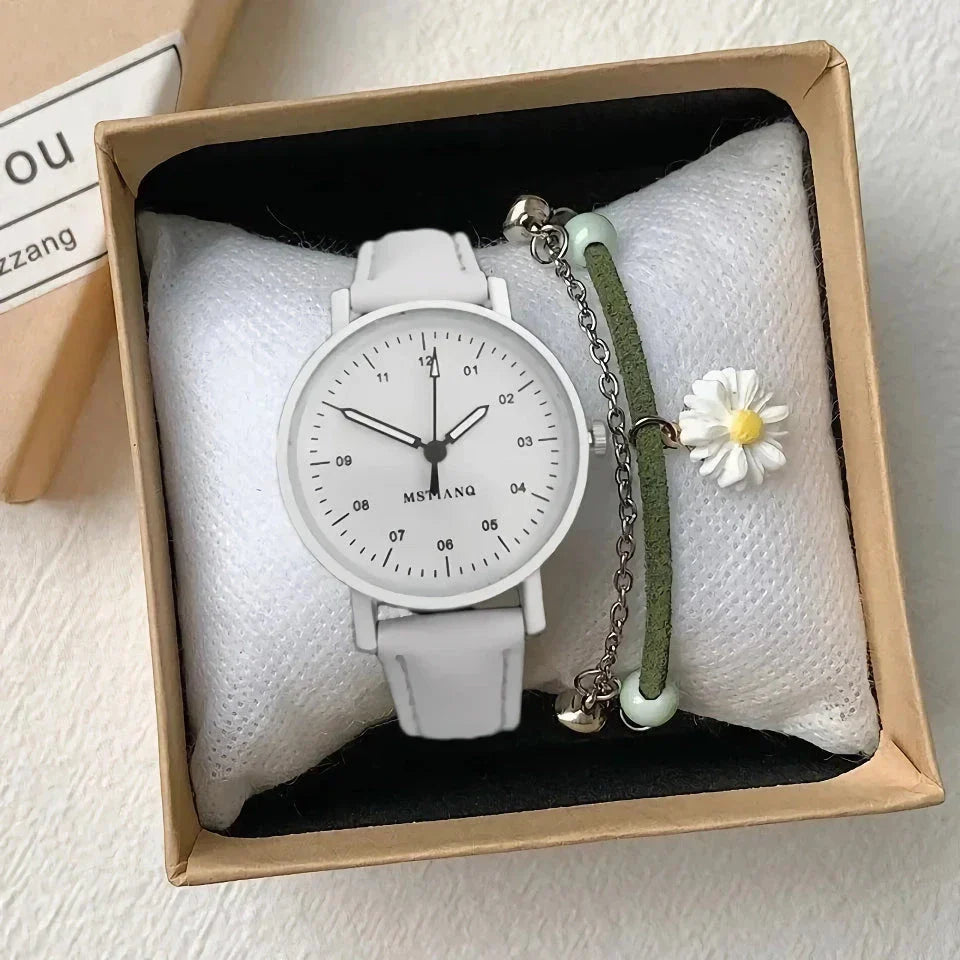 Luxury quartz women's watch with blue vegan leather strap, showcasing elegant and waterproof design