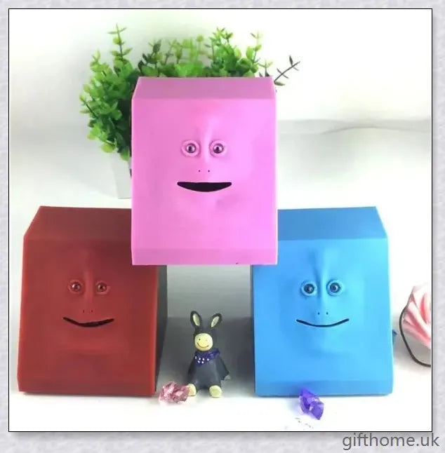 A vibrant and playful coin bank that 'chews' on your coins, bringing the act of saving to life with its quirky and entertaining features.