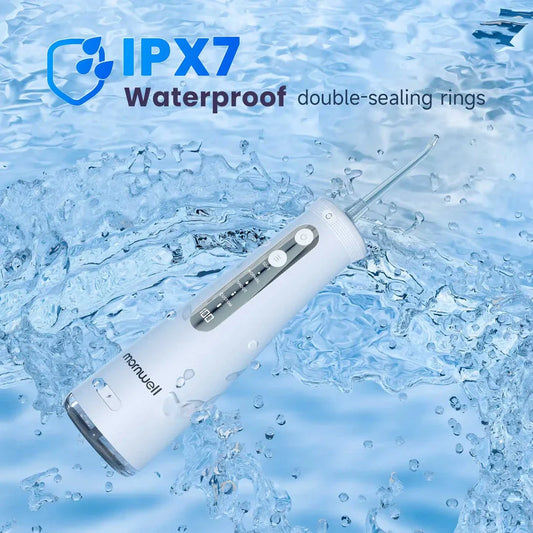 Portable cordless water flosser with 4 jet tips and 4 customizable cleaning modes for improved dental hygiene