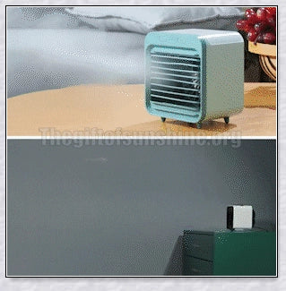 Rechargeable Mini Portable Air Conditioner with hydro-chill technology, providing rapid cooling and air purification for a comfortable, refreshed environment