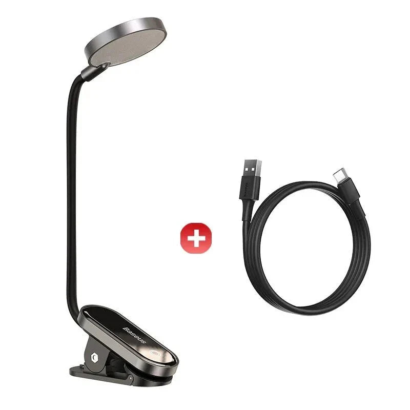 Dimmable LED Clip Desk Lamp with flexible arm and three brightness levels for versatile lighting