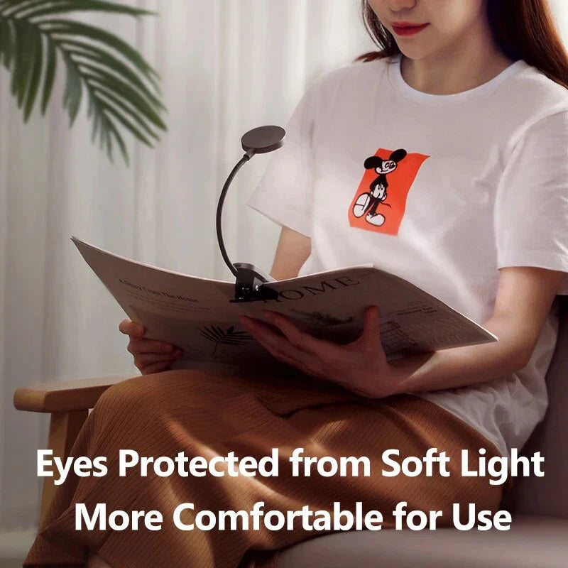 Dimmable LED Clip Desk Lamp with flexible arm and three brightness levels for versatile lighting
