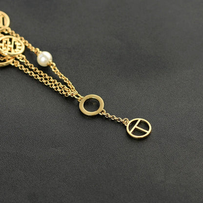 Elegant double hollow bracelet with a captivating cross, crown, or Roman numeral pattern, crafted with premium plated alloy materials.