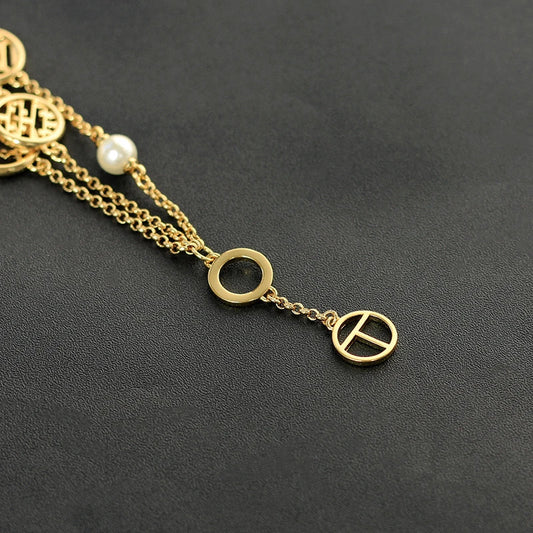 Elegant double hollow bracelet with a captivating cross, crown, or Roman numeral pattern, crafted with premium plated alloy materials.