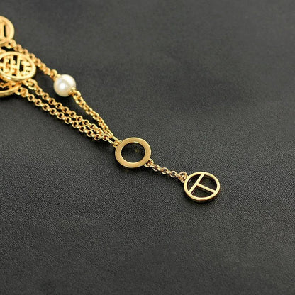 Elegant double hollow bracelet with a captivating cross, crown, or Roman numeral pattern, crafted with premium plated alloy materials.