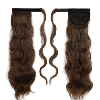 Blonde Wavy Hollywood Style Clip-In Ponytail from Trendha, a luxurious synthetic hairpiece that adds volume, length, and waves to your hairstyle.