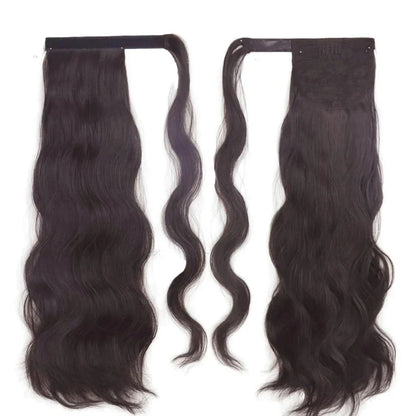Blonde Wavy Hollywood Style Clip-In Ponytail from Trendha, a luxurious synthetic hairpiece that adds volume, length, and waves to your hairstyle.