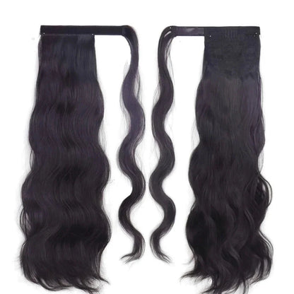 Blonde Wavy Hollywood Style Clip-In Ponytail from Trendha, a luxurious synthetic hairpiece that adds volume, length, and waves to your hairstyle.
