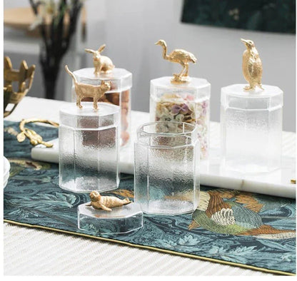 Premium glass food storage jar with a creative rabbit-shaped lid, perfect for storing dry goods and keeping your kitchen organised.