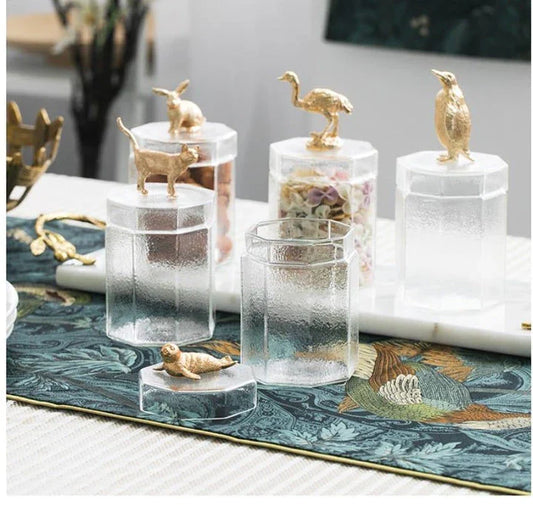 Premium glass food storage jar with a creative rabbit-shaped lid, perfect for storing dry goods and keeping your kitchen organised.