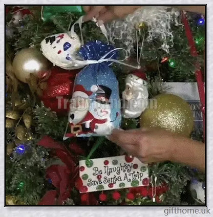 15 sets of drawstring Christmas gift bags in various sizes and festive designs