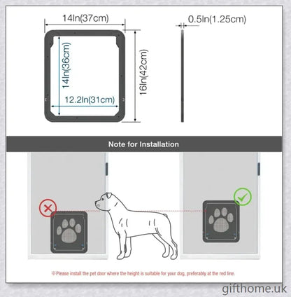 Controllable Access Pet Door with Sliding Lock Mechanism for Secure and Convenient Pet Entry