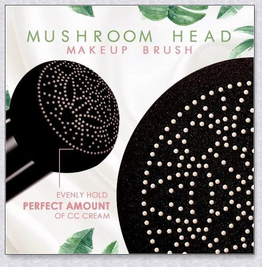 A makeup product featuring a mushroom-shaped sponge applicator for effortless, natural-looking coverage