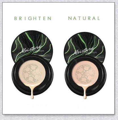 A makeup product featuring a mushroom-shaped sponge applicator for effortless, natural-looking coverage