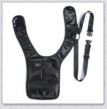 Hidden Slinger anti-theft concealed underarm storage bag for travel, featuring premium materials, adjustable strap, and multiple pockets for secure storage.
